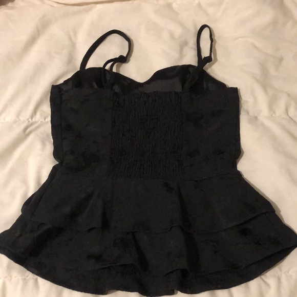 (241) Black Peplum Top - Picture 3 of 12